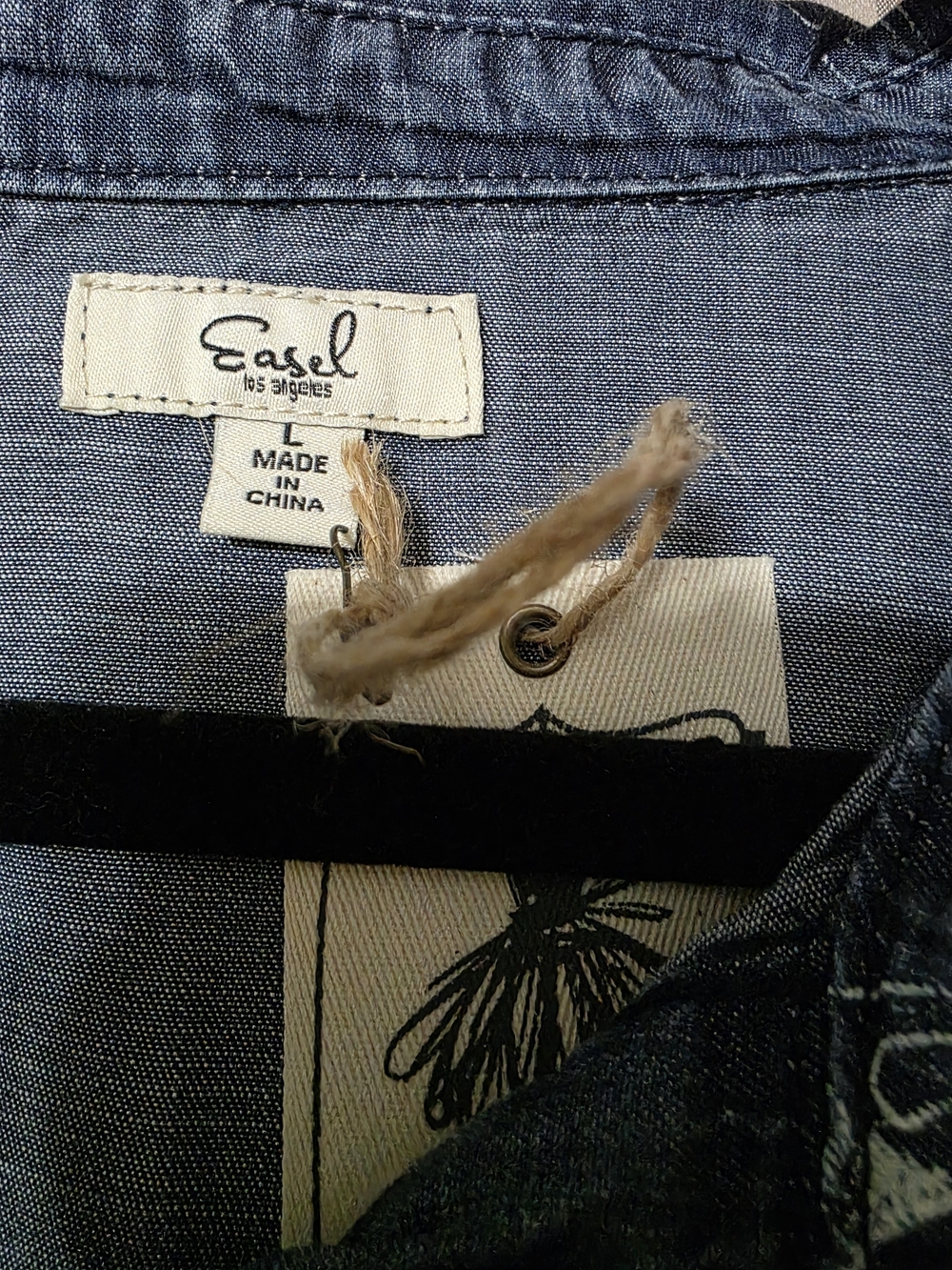 easel Washed Blue Denim Button-Front Shirt Dress - Picture 5 of 6